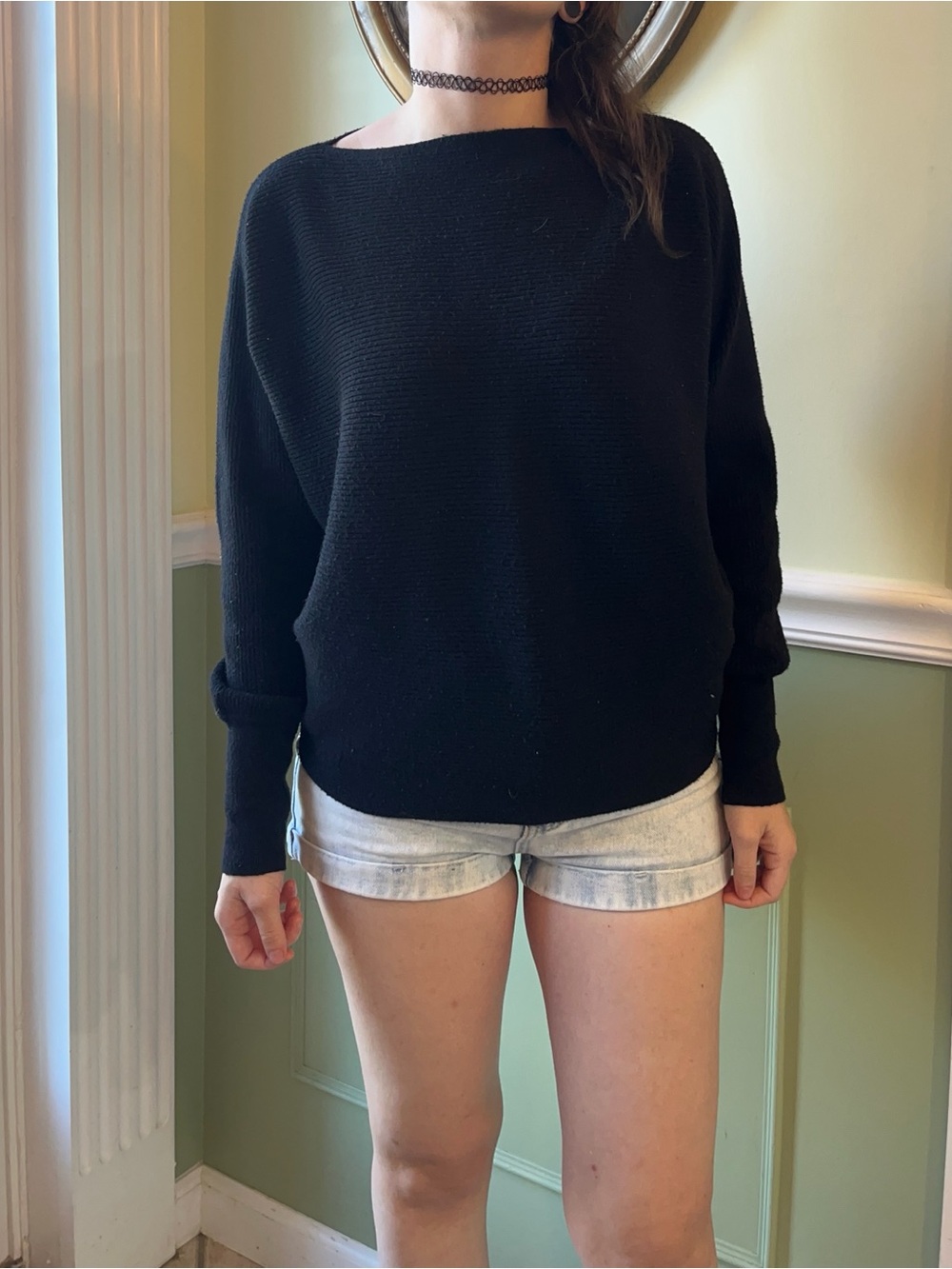 Nine West black boatneck dolman sweater